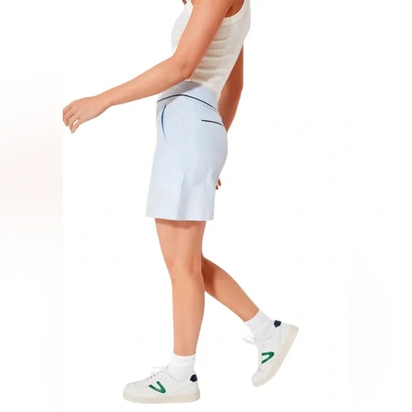 TUCKERNUCK RENWICK Periwinkle and White Seersucker Skort - Picture 3 of 16